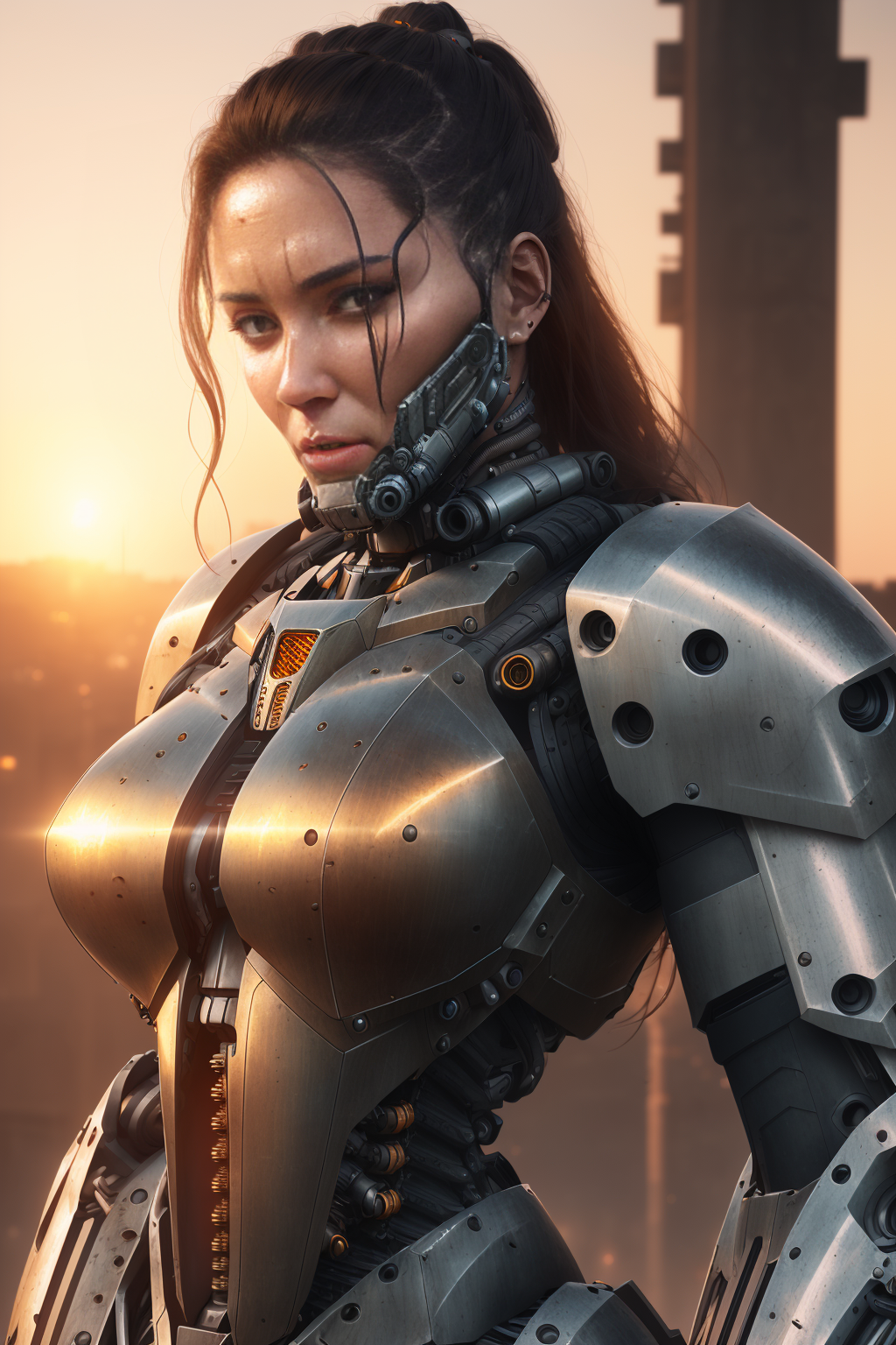 00641-4147229287-realistic photo of ((woman in a hulking hydraulic biomechanical exoskeleton armored robot)), (detailed face), sunset, sweaty, gr.png